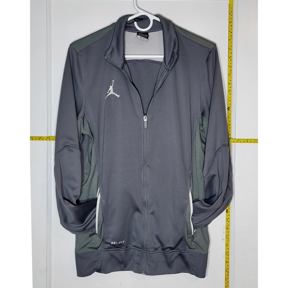 Jordan Mens Dri-FIT Full Zip Track Jacket Gray Mesh Panels Jumpman Small